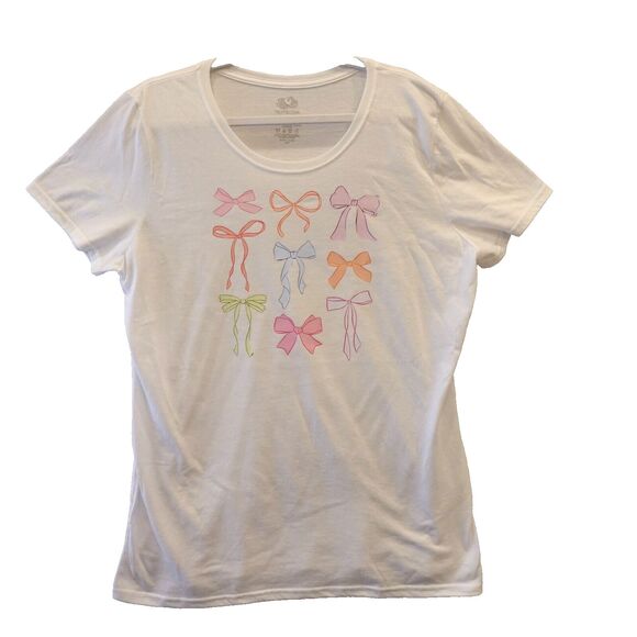 Unbranded Tops - Bow Graphic Shirt Womens Size 2XL Coquette Girl Cute Easter Bows Preppy Spring